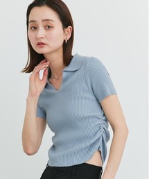 サイドギャザー リブポロニット