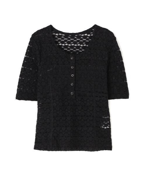 NATURAL BEAUTY BASIC（ナチュラルビューティーベーシック）の「◇ヘンリーネックレーストップス（Tシャツ/カットソー・レディース・マジェンタ/オフホワイト/ブラック・FREE）」の4枚目の写真