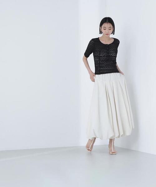 NATURAL BEAUTY BASIC（ナチュラルビューティーベーシック）の「◇ヘンリーネックレーストップス（Tシャツ/カットソー・レディース・マジェンタ/オフホワイト/ブラック・FREE）」の5枚目の写真