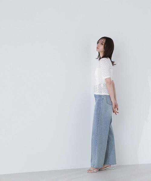 NATURAL BEAUTY BASIC（ナチュラルビューティーベーシック）の「◇ヘンリーネックレーストップス（Tシャツ/カットソー・レディース・マジェンタ/オフホワイト/ブラック・FREE）」の15枚目の写真