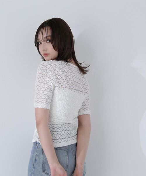 NATURAL BEAUTY BASIC（ナチュラルビューティーベーシック）の「◇ヘンリーネックレーストップス（Tシャツ/カットソー・レディース・マジェンタ/オフホワイト/ブラック・FREE）」の18枚目の写真