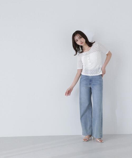NATURAL BEAUTY BASIC（ナチュラルビューティーベーシック）の「◇ヘンリーネックレーストップス（Tシャツ/カットソー・レディース・マジェンタ/オフホワイト/ブラック・FREE）」の19枚目の写真
