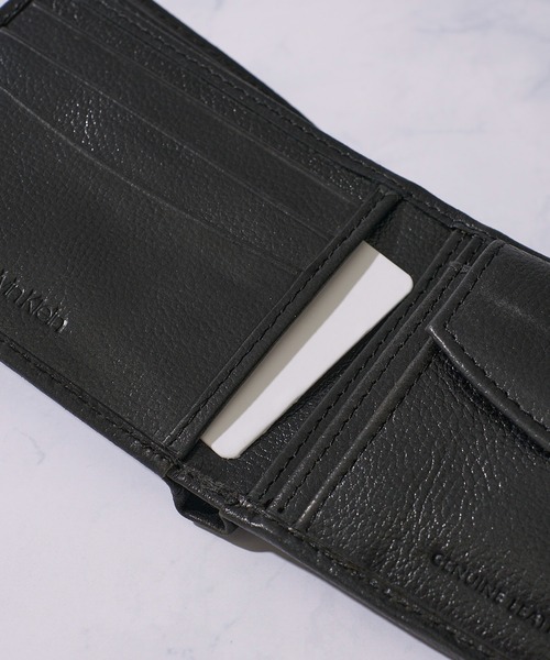 【Calvin Klein/カルバンクライン】Billfold With Coin Pocket / ワンポイント レザーコンパクトウォレット