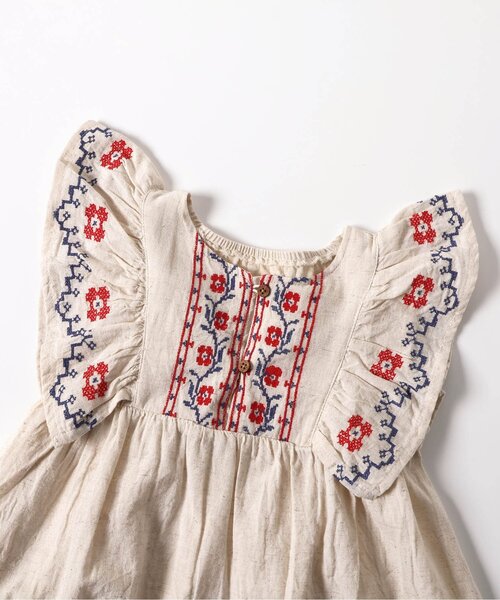 SUPER HAKKA×庄島歩音コットンシャーリング「Tiny flowers」刺繍
