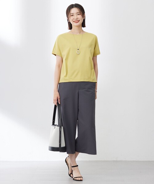 J.PRESS Ladies(J.プレス レディス)の「【WEB限定カラーあり・洗える】コットンスムース フレンチスリーブ カットソー(Tシャツ/カットソー・レディース・イエロー系/ライトグレー系/ピンク系/ピーコックグリーン系/ネイビー系/ホワイト系/ダークブラウン系・SMALL)」の21枚目の写真