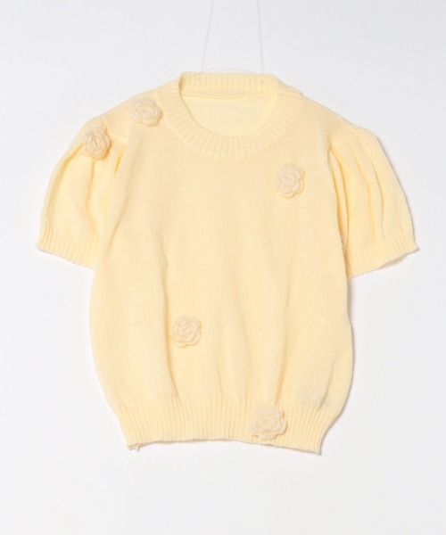 セール】WEGO/ガーリーローズ半袖サマーニット（ニット/セーター