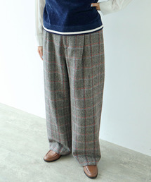 PAR ICI | 英国羊毛 へリンボンチェック後ろゴムパンツ(セットアップ対応)(その他パンツ)