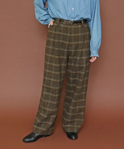 PAR ICI（パーリッシィ）の「英国羊毛 へリンボンチェック後ろゴムパンツ(セットアップ対応)（その他パンツ・レディース・カーキ/チャコールグレー・FREE）」の4枚目の写真