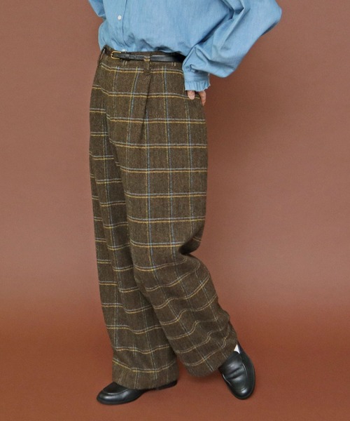 PAR ICI（パーリッシィ）の「英国羊毛 へリンボンチェック後ろゴムパンツ(セットアップ対応)（その他パンツ・レディース・カーキ/チャコールグレー・FREE）」の5枚目の写真