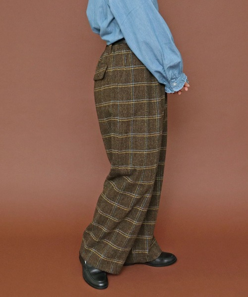 PAR ICI（パーリッシィ）の「英国羊毛 へリンボンチェック後ろゴムパンツ(セットアップ対応)（その他パンツ・レディース・カーキ/チャコールグレー・FREE）」の8枚目の写真