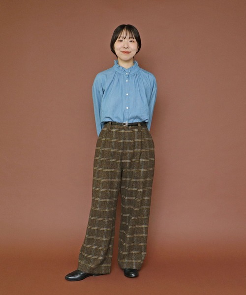 PAR ICI（パーリッシィ）の「英国羊毛 へリンボンチェック後ろゴムパンツ(セットアップ対応)（その他パンツ・レディース・カーキ/チャコールグレー・FREE）」の11枚目の写真