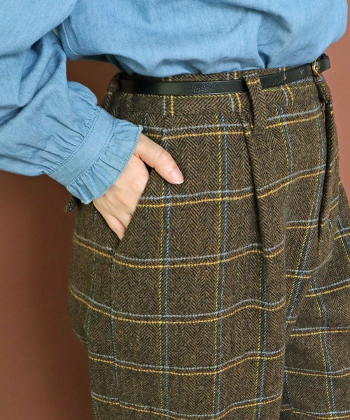 PAR ICI（パーリッシィ）の「英国羊毛 へリンボンチェック後ろゴムパンツ(セットアップ対応)（その他パンツ・レディース・カーキ/チャコールグレー・FREE）」の9枚目の写真
