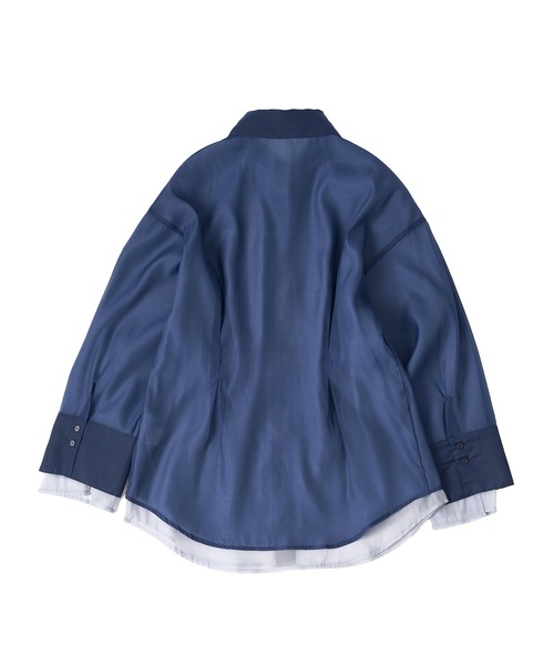 MUHET(ミュエータ)の「sheer layered waist tuck shirt / シアーレイヤードウエストタックシャツ(シャツ/ブラウス・レディース・ベージュ/ネイビー・FREE)」の4枚目の写真