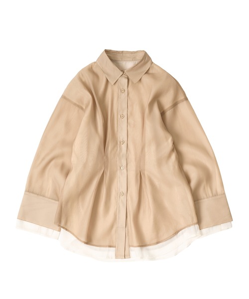 ブラウス シャツ sheer layered waist tuck shirt / シアーレイヤードウエストタックシャツ レディース sheer layered waist tuck shirt / シアーレイヤードウエスト