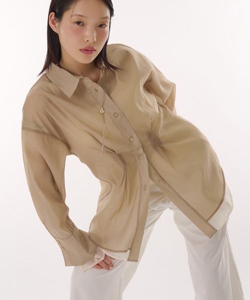 ♡美品♡BEIGE ベイジ タックブラウス とろみ　 M LESMUES タックシフォンブラウス とろみ素材 - メルカリ
