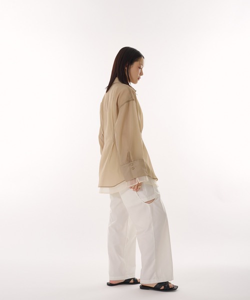 ブラウス シャツ sheer layered waist tuck shirt / シアーレイヤードウエストタックシャツ レディース sheer layered waist tuck shirt / シアーレイヤードウエスト