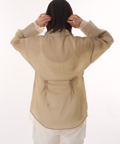 sheer layered waist tuck shirt / シアーレイヤードウエスト