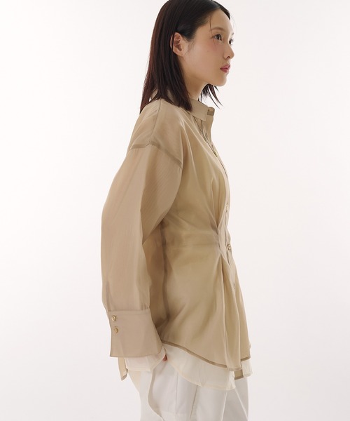 ブラウス シャツ sheer layered waist tuck shirt / シアーレイヤードウエストタックシャツ レディース sheer layered waist tuck shirt / シアーレイヤードウエスト