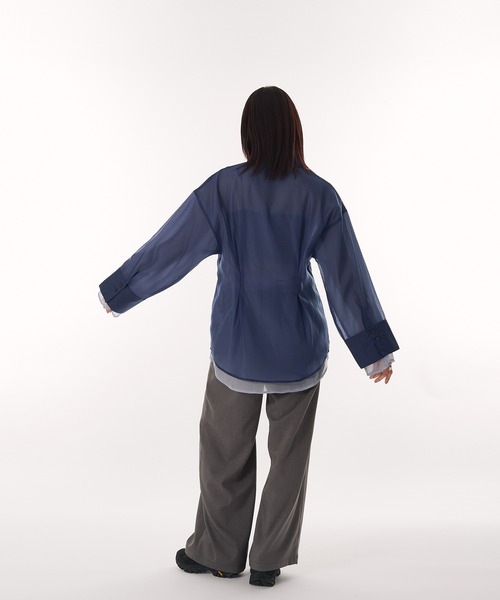 ブラウス シャツ sheer layered waist tuck shirt / シアーレイヤードウエストタックシャツ レディース sheer layered waist tuck shirt / シアーレイヤードウエスト