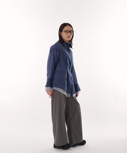 sheer layered waist tuck shirt / シアーレイヤードウエスト
