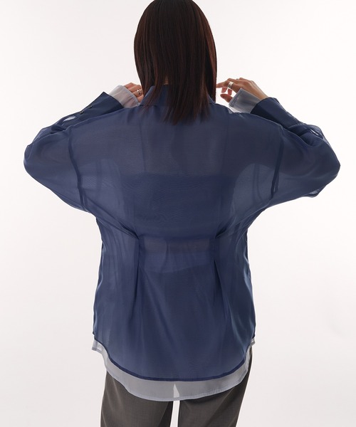 ブラウス シャツ sheer layered waist tuck shirt / シアーレイヤードウエストタックシャツ レディース sheer layered waist tuck shirt / シアーレイヤードウエスト