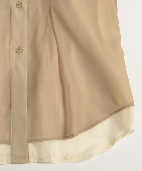 sheer layered waist tuck shirt / シアーレイヤードウエスト
