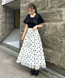 31 Sons de mode（トランテアン　ソン　ドゥ　モード）の「裾チュールプリントフレアスカート（スカート）」
