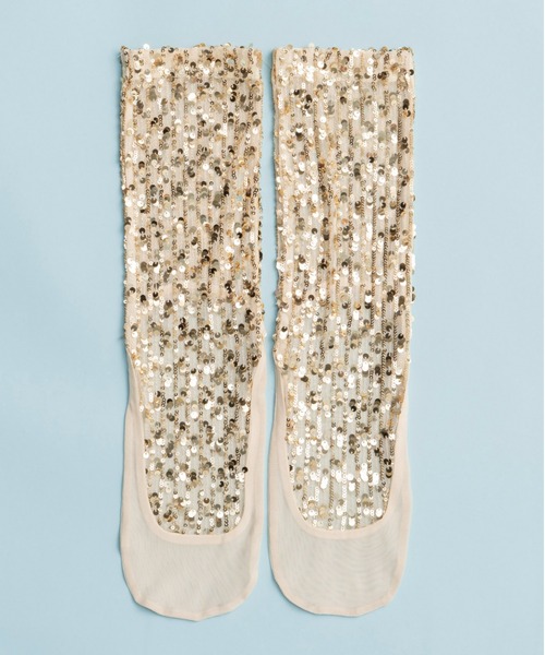 MAISON SPECIAL(メゾンスペシャル)の「Sparkly Socks/キラキラソックス(ソックス/靴下・レディース・ホワイト/ゴールド/ブラック・FREE)」の3枚目の写真