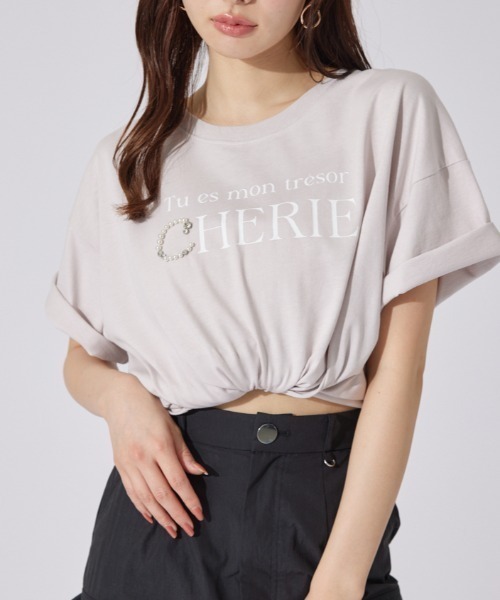 rienda パールロゴビッグTシャツ セール】パールロゴビッグTシャツ 半袖 夏服（Tシャツ
