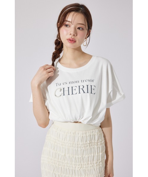 rienda(リエンダ)の「パールロゴビッグTシャツ 半袖 夏服(Tシャツ/カットソー・レディース・ホワイト/杢グレー/ライトピンク/ブラック・FREE)」の18枚目の写真