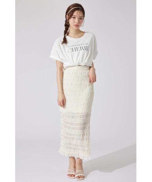 rienda(リエンダ)の「パールロゴビッグTシャツ 半袖 夏服(Tシャツ/カットソー・レディース・ホワイト/杢グレー/ライトピンク/ブラック・FREE)」の16枚目の写真