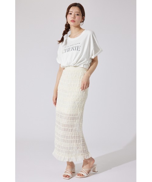 rienda(リエンダ)の「パールロゴビッグTシャツ 半袖 夏服(Tシャツ/カットソー・レディース・ホワイト/杢グレー/ライトピンク/ブラック・FREE)」の15枚目の写真