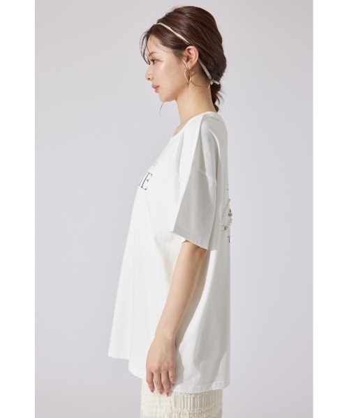 rienda パールロゴビッグTシャツ セール】パールロゴビッグTシャツ 半袖 夏服（Tシャツ