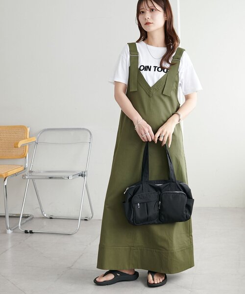 DISCOAT（ディスコート）の「【新色追加!/WEB限定】ツイルジャンスカ（サロペット/オーバーオール・レディース・ブラック/ライトベージュ/モカ/カーキ・MEDIUM）」の5枚目の写真