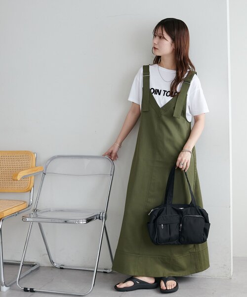 DISCOAT（ディスコート）の「【新色追加!/WEB限定】ツイルジャンスカ（サロペット/オーバーオール・レディース・ブラック/ライトベージュ/モカ/カーキ・MEDIUM）」の6枚目の写真