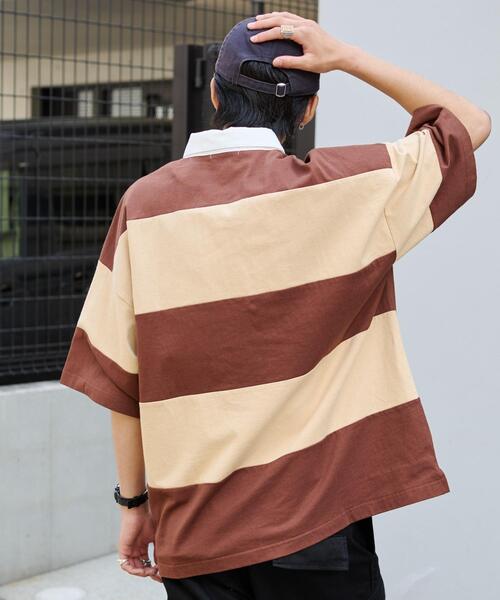 WEGO(ウィゴー)の「WEGO/ヘビーウェイトラガーシャツ(ポロシャツ・メンズ・ブラウン/オフホワイト・MEDIUM/LARGE)」の22枚目の写真