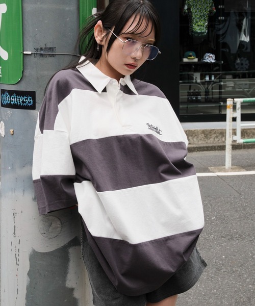 WEGO(ウィゴー)の「WEGO/ヘビーウェイトラガーシャツ(ポロシャツ・メンズ・ブラウン/オフホワイト・MEDIUM/LARGE)」の7枚目の写真