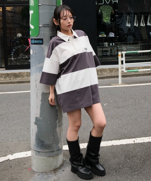 WEGO(ウィゴー)の「WEGO/ヘビーウェイトラガーシャツ(ポロシャツ・メンズ・ブラウン/オフホワイト・MEDIUM/LARGE)」の8枚目の写真