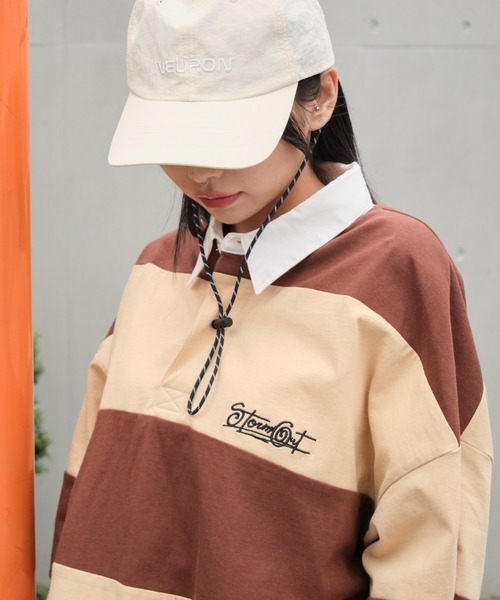 WEGO(ウィゴー)の「WEGO/ヘビーウェイトラガーシャツ(ポロシャツ・メンズ・ブラウン/オフホワイト・MEDIUM/LARGE)」の11枚目の写真