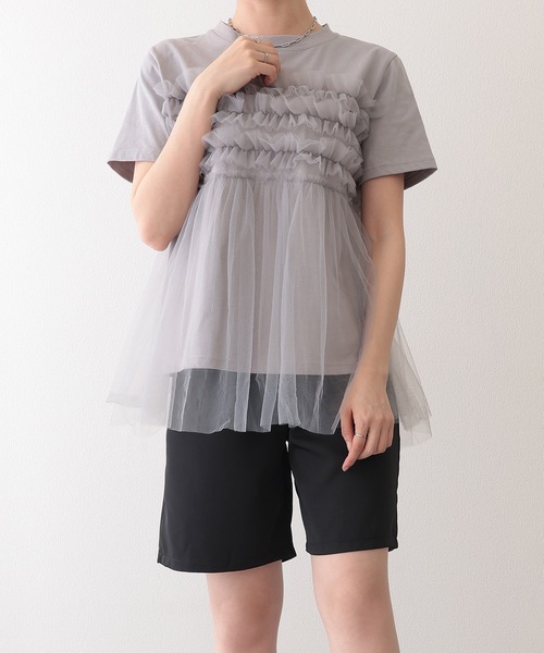 Lace Ladies(レースレディース)の「タック入り ハイウエスト セミフレア ハーフ パンツ(その他パンツ・レディース・グレー/ブラウン/ブラック・L/M/XL/S)」の4枚目の写真