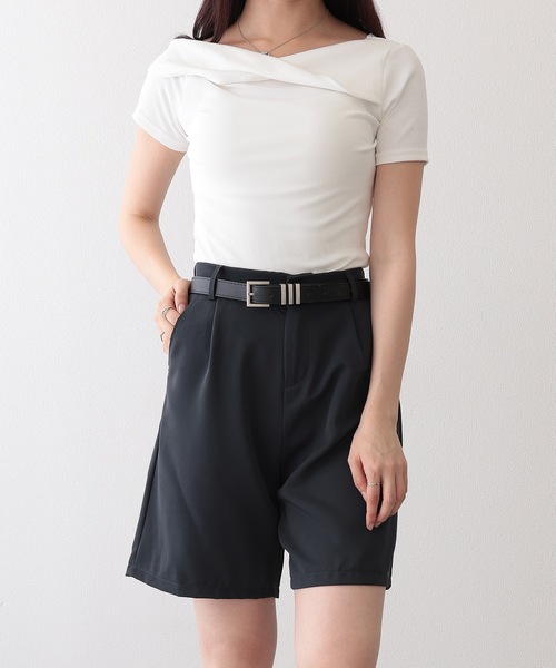 Lace Ladies(レースレディース)の「タック入り ハイウエスト セミフレア ハーフ パンツ(その他パンツ・レディース・グレー/ブラウン/ブラック・L/M/XL/S)」の10枚目の写真