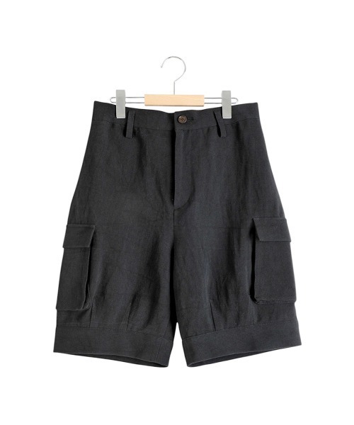 BALLAST ARK（バラストアーク）の「BALLAST ARK / バラストアーク：COTTON LINEN CARGO SHORTS：BA11-SP01[AST]（カーゴパンツ・メンズ・ブラック/アイボリー・M/L）」の10枚目の写真