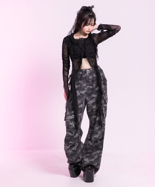 迷彩 ワークパンツ ギャル HTH セール】ピンクレオパードor迷彩ゆるギャルパンツ（その他パンツ