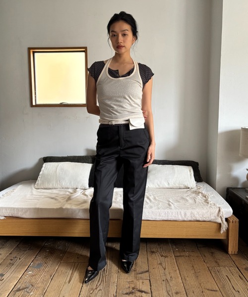 FUULLY STUDIO（フーリィーステューディオ）の「シアーホルターネックキャミ（タンクトップ・レディース・ライトグリーン/アイボリー/ブラック/ブルーグレー/チャコールグレー・FREE）」の11枚目の写真