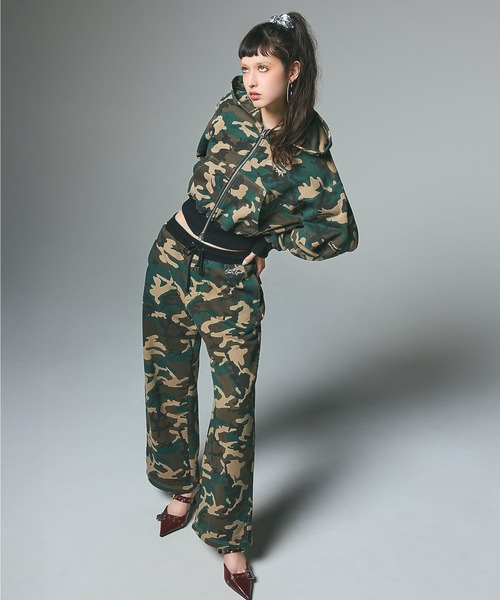 X-girl(エックスガール)の「ONE POINT PENCIL SCRIPT LOGO ZIP UP SWEAT HOODIE(パーカー・レディース・アッシュ/カモフラージュ/ブラック・S/M)」の5枚目の写真