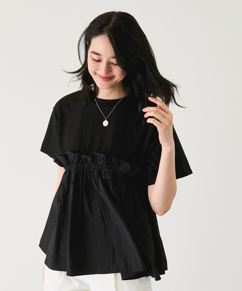 Jayro(ジャイロ)の「別布ペプラムプルオーバー(Tシャツ/カットソー・レディース・ブラック/ベージュ/ホワイト系その他・M)」の5枚目の写真