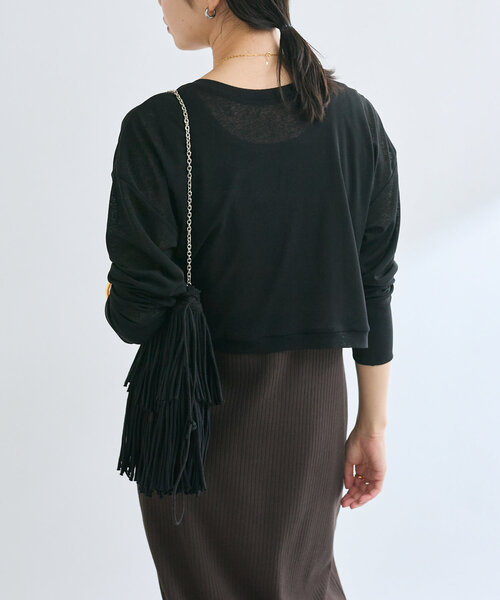 RIVE DROITE（リヴドロワ）の「【MONN.:.(モン)】クルーネックショートカーディガン（Tシャツ/カットソー・レディース・ブラック/ブルー・FREE）」の9枚目の写真