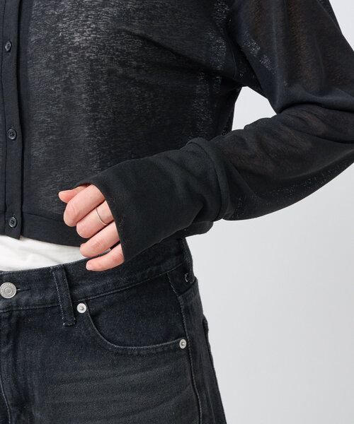 RIVE DROITE（リヴドロワ）の「【MONN.:.(モン)】クルーネックショートカーディガン（Tシャツ/カットソー・レディース・ブラック/ブルー・FREE）」の14枚目の写真