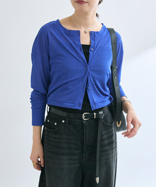 RIVE DROITE（リヴドロワ）の「【MONN.:.(モン)】クルーネックショートカーディガン（Tシャツ/カットソー・レディース・ブラック/ブルー・FREE）」の21枚目の写真