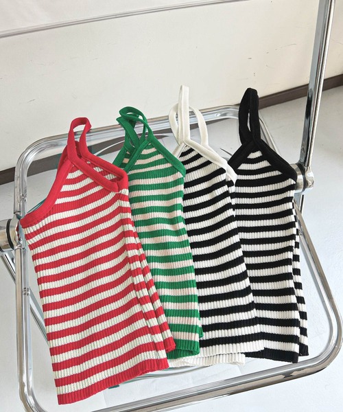 frunco(フランコ)の「【ZOZOTOWN限定】ボーダータンクトップ(タンクトップ・レディース・ホワイト/レッド/グリーン/ブラック・FREE)」の8枚目の写真